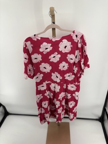LEITH Size XL Tropical Pink And white floral dress NWT Short Sleeve Surplice - Picture 6 of 11
