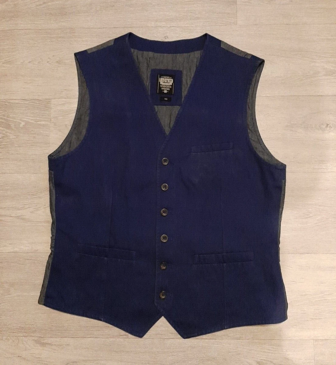 Lambretta Blue Grey Cotton Waistcoat Size 40 eBay
