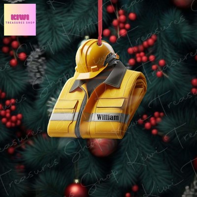 Personalized Construction Worker Ornament 2d Flat Construction Unfiorm Ornament