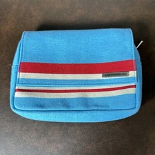 KLM X Jantaminiau Travel Bag Blue Fold Over Magnet Zip Top Clutch Accessory