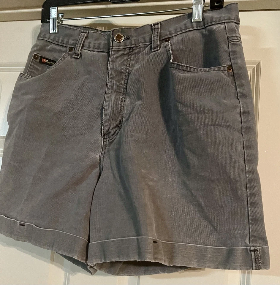 "Pantalones cortos Route 66 Indie Y2K gris envejecido talla 13/14 de mezclilla con puños entrepierna de 5""" Foto 2 de 4