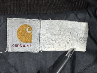 Carhartt Canvas Barn Jacket Size 48 Black Distressed Stained