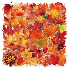 60pc Maple Leaves Sticker Lot Autumn Thanksgiving Leaf Scrapbook Journal Decals