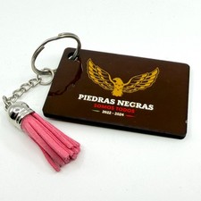 Piedras Negras Somos Todos 2022-2024 Eagle Keychain Pink Tassel Coahuila Mexico