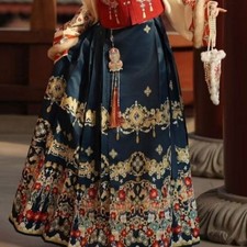 Chinese Traditional Hanfu Dress Women Horse-face Skirt Evening Party New Year