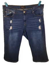Diverso Capri Jeans Women's Plus Size 22 Dark Wash Distressed Cropped 003
