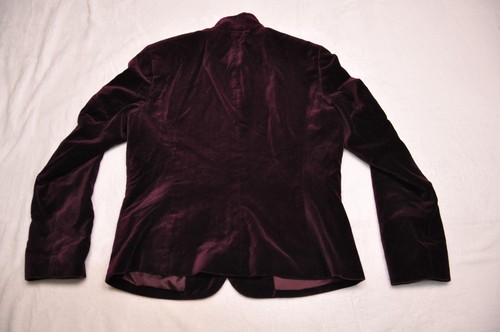 Chaps Blazer Womens 10 Burgundy Velvet Mandarin Collar Jacket Button Front Lined - Picture 8 of 12