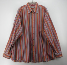 Bullock & Jones Shirt Men XL Red Button Up Pinstriped Striped Colorful USA Made
