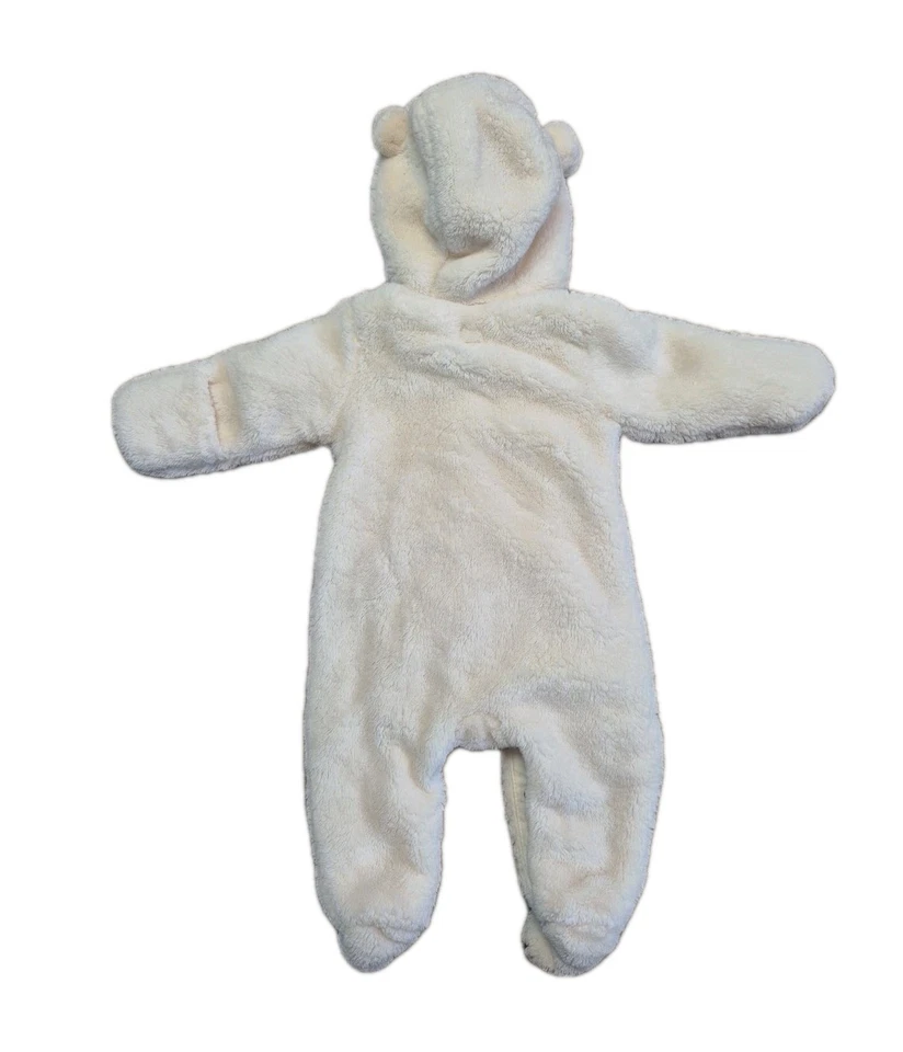 Mono Baby Gap 0-3 Meses Crema Marfil Capucha Abotonada Sherpa Suave Acogedor Cómodo Foto 4 de 4