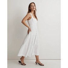 Madewell Button Front Tiered Midi Dress NWT 