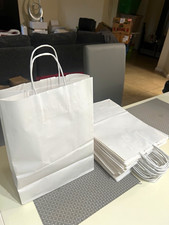 White Paper Merchandise Shopping Bags with Twisted Handles, Lot 24 bags