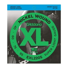 D'Addario EXL220S Nickel Wound Bass Strings, Super Light, Short Scale
