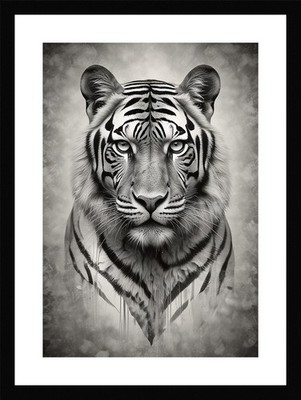 Nostalgic Tiger Framed Wall Art Poster Canvas Print Picture