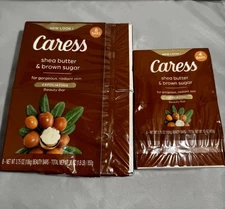 (12) CARESS SHEA BUTTER & BROWN SUGAR BAR SOAP EXFOLIATING BEAUTY BARS