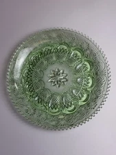Vintage Indiana TIARA Glass Chantilly Light Green Sandwich Deviled Egg Platter
