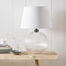 The White Company Overton Table Lamp Ribbed Glass Light Contemporary Lighting *