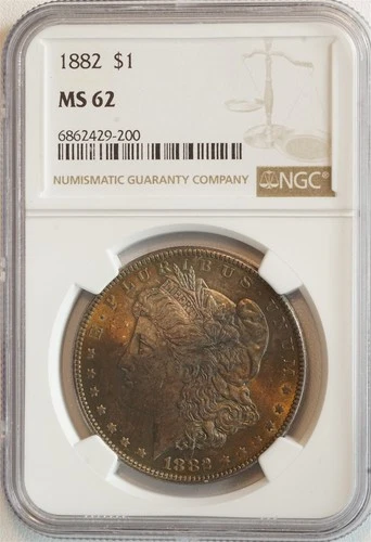 1882 Morgan Silver Dollar MS 62 NGC $1