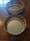 Set of 2 Round Brass Mirror Vanity Tray 6 and 8 in