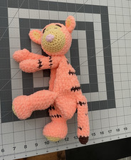 Handmade Crocheted Tigger Tiger Plush Stuffed Animal, Small, Pink/Orange