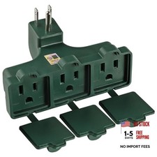3 Outlet Outdoor Wall Adapter, UL Listed 3-Prong Grounded Outlet 1 Pack