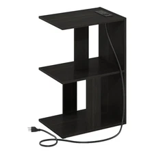 Furinno Boyate Sofa End Table with USB Type-C Charging Port in Espresso
