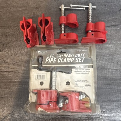 3/4  Pipe Clamp Lot   2 Sets + Extra Heads