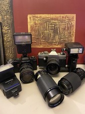 Vintage Cameras and Lenses Job Lot Including Pentax and Practica Cameras