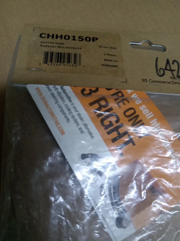 REIN AUTOMOTIVE 64218376153 Heater Hose BMW 325Ci 330Ci 325i 325xi 330i 330xi - Image 2 of 3