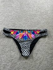 Bar III Women's Swimwear Bikini Bottom Black Multi S Nylon Padded