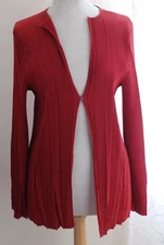 Babette Sz L M RED Accordion Pleat Art-to-Wear One-Button Jacket Topper Top
