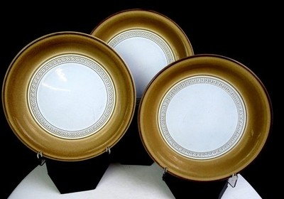 Denby Langley Pottery Seville Brown Pattern 3pc 7'' Bread Butter & Plates 1975-87