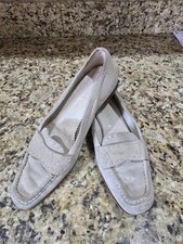 PRADA GRAY SUEDE LEATHER LOAFERS SLIP ON 1/2" Heels Size 36.5 US 6.5 