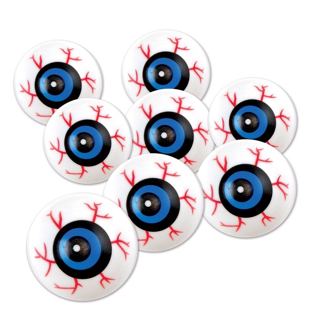 8 Plastic Bloodshot Eyeballs Creepy Halloween Ping Pong Balls