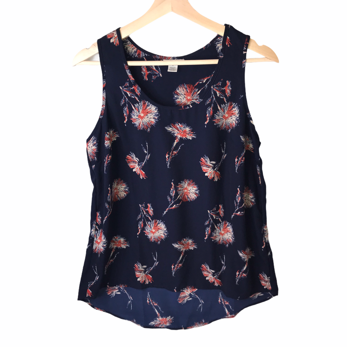 Nordstrom Halogen Sleeveless Tank Top Business Casual Dark Blue Floral  Women's M