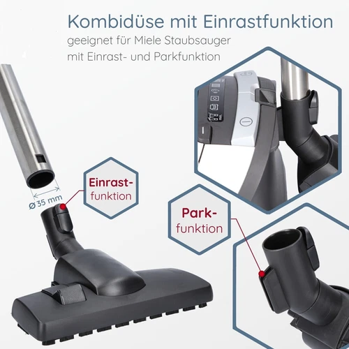 Bodendüse+Griff+Teleskopstange Set Parkfunktion für Miele Staubsauger kompatibel - Bild 5 von 14