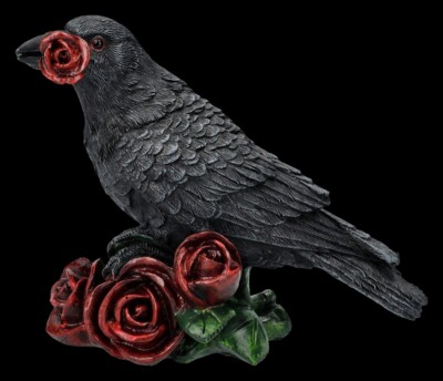 Raben Figur - Rose of the Raven - Gothic Deko Fantasy Krähe H 11 cm Magie
