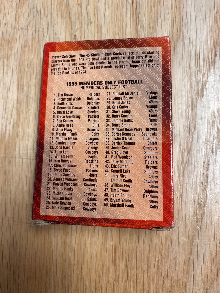 1995 Topps Stadium Club Members Only Football 50 Card Set | eBay