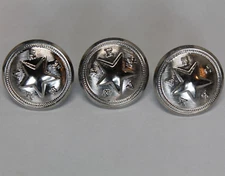 GEMSCO - Texas Star Buttons - THREE - 3  - 5/8" - Silver-Tone - NEW