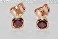 9ct Rose Gold on Silver Garnet Stud Earrings - January Birthstone
