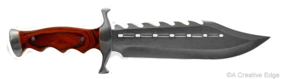 Cuchillo de combate Bowie Big BadAss enorme espiga completa hoja fija con funda Foto 2 de 4