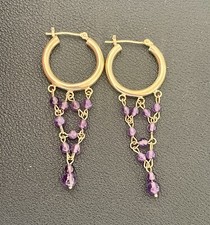 14K Yellow Gold Amethyst Earrings PB155 