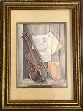 M.KIM 2002 LIMETED 3/10 EDITION 3D MIXED MEDIA VIOLIN ART FRAMED & MATTED MINT