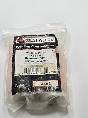 (QTY 2) Best Welds 4592 MIG Nozzle, Heavy-Duty, 9/16 in Bore, Bernard Style