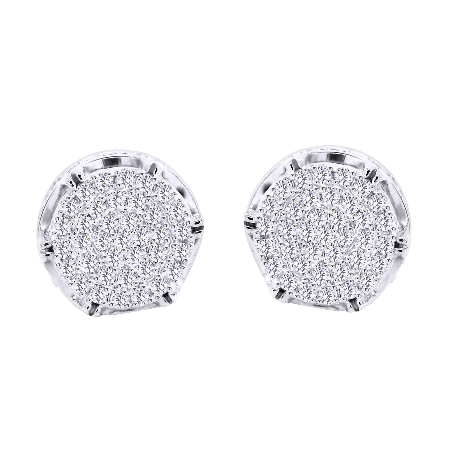 Round Cubic Zirconia Stud Earrings in 14k White Gold Plated Sterling Silver-image
