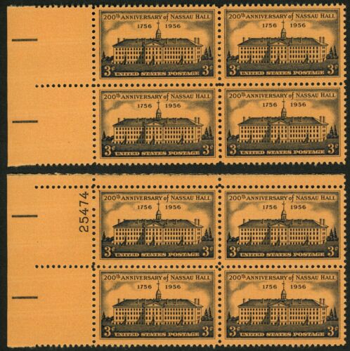 Lote de 12 estampillas postales de 1956 3c de Estados Unidos Scott 1083 Nassau Hall Universidad de Princeton - Imagen 1 de 1