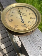 30 psi brass US Pressure  pressure guage vintage Fitzgibbons Boiler Co NYC 10"