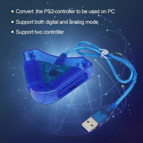 USB Dual Player Converter Adapter Cable For PS2 USB Game Control'3C