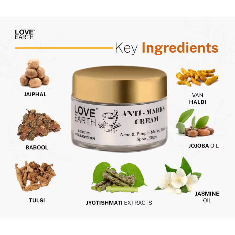 Love Earth Anti Marks Cream with Van Haldi Turmeric for Acne Scar face