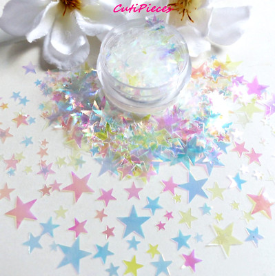 Nail Art Glitzer ''FanTasy'' irisierende Sterne Meerjungfrau Glanz Mix Flitter Wachs Basteln