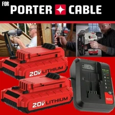 2PACK 20 Volt Lithium-Ion Battery /Charger for PORTER CABLE 20V PCC680L PCC685L